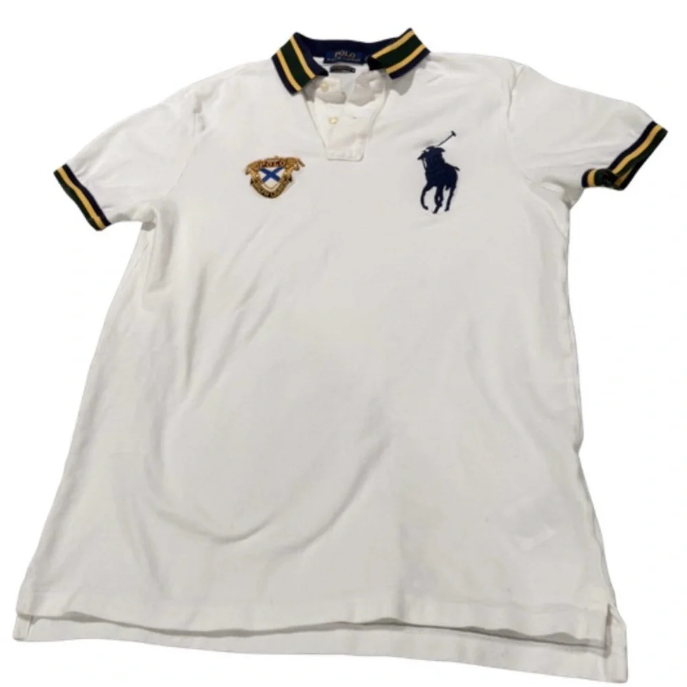 POLO RALPH LAUREN Men's Custom Slim Fit Big Pony Mesh Polo Shirt In White